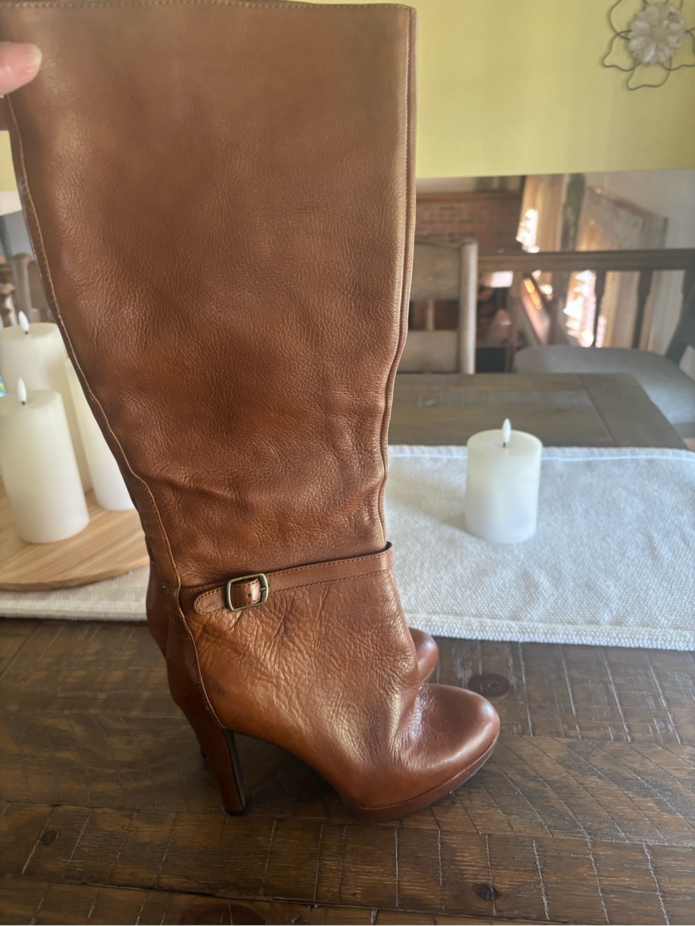 Jessica Simpson Cognac Brown Tall Leather High-Heel Boot